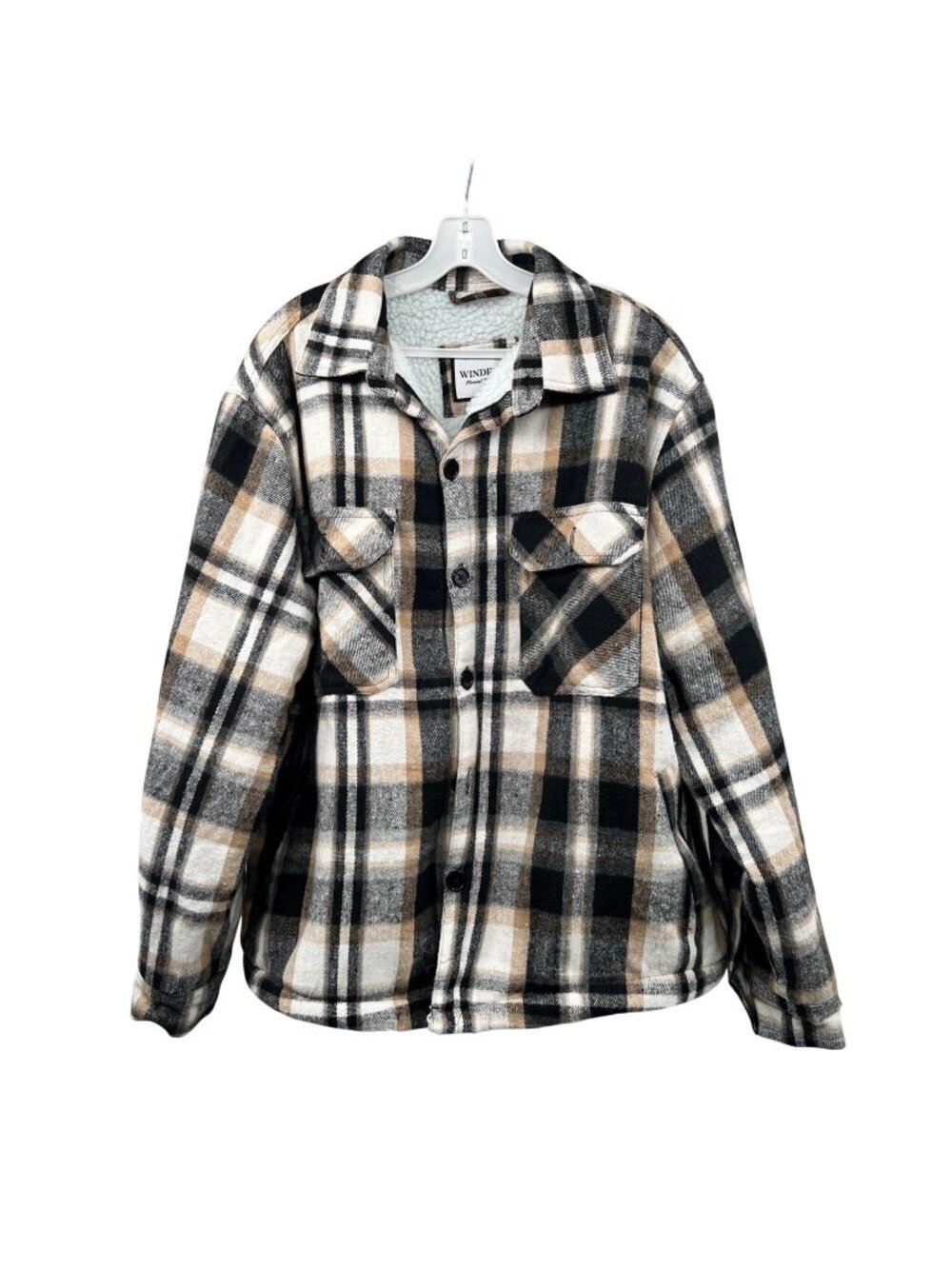 Windfit Flannel Shirt Jacket Sherpa Lined Plaid Button Up Womens Size XL